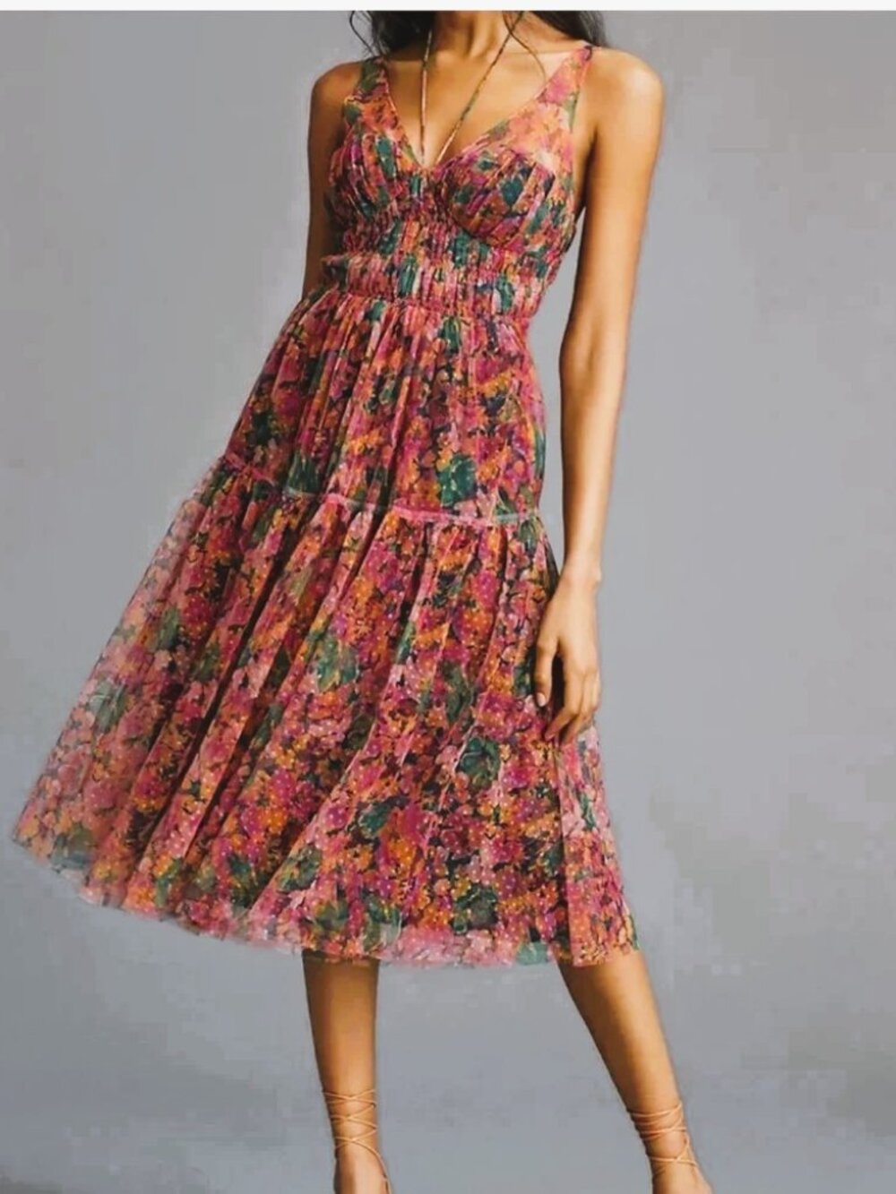 🆕 MAEVE BY ANTHROPOLOGIE HALTER MESH MIDI DRESS | SIZE M | NWT